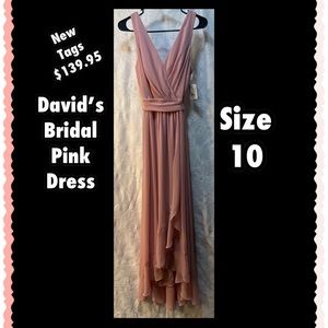 👰🏼‍♀️🤵🏼NWT 🆕 Pink David's Bridal Dress Size 10 medium